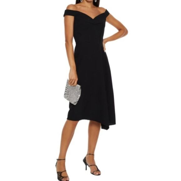 Alexander McQueen Women's Black Wool Crepe Midi Dress Size 42 - Picture 2 of 16